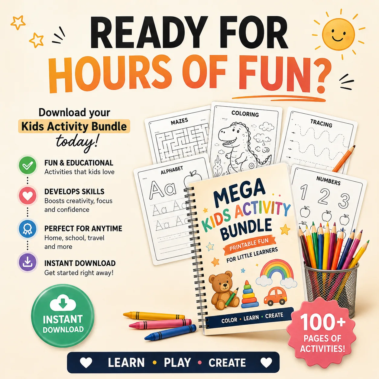 Kids Activity Bundle | Printable Worksheets, Coloring & Learning Activities — view 10 of 10