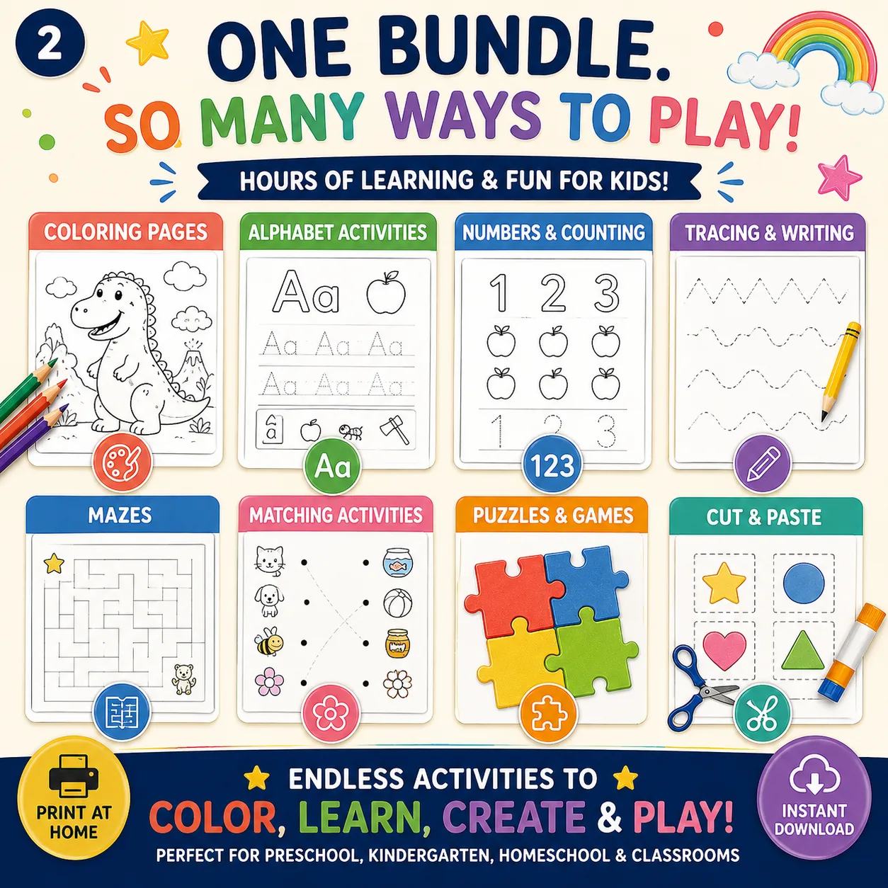 Kids Activity Bundle | Printable Worksheets, Coloring & Learning Activities — view 2 of 10