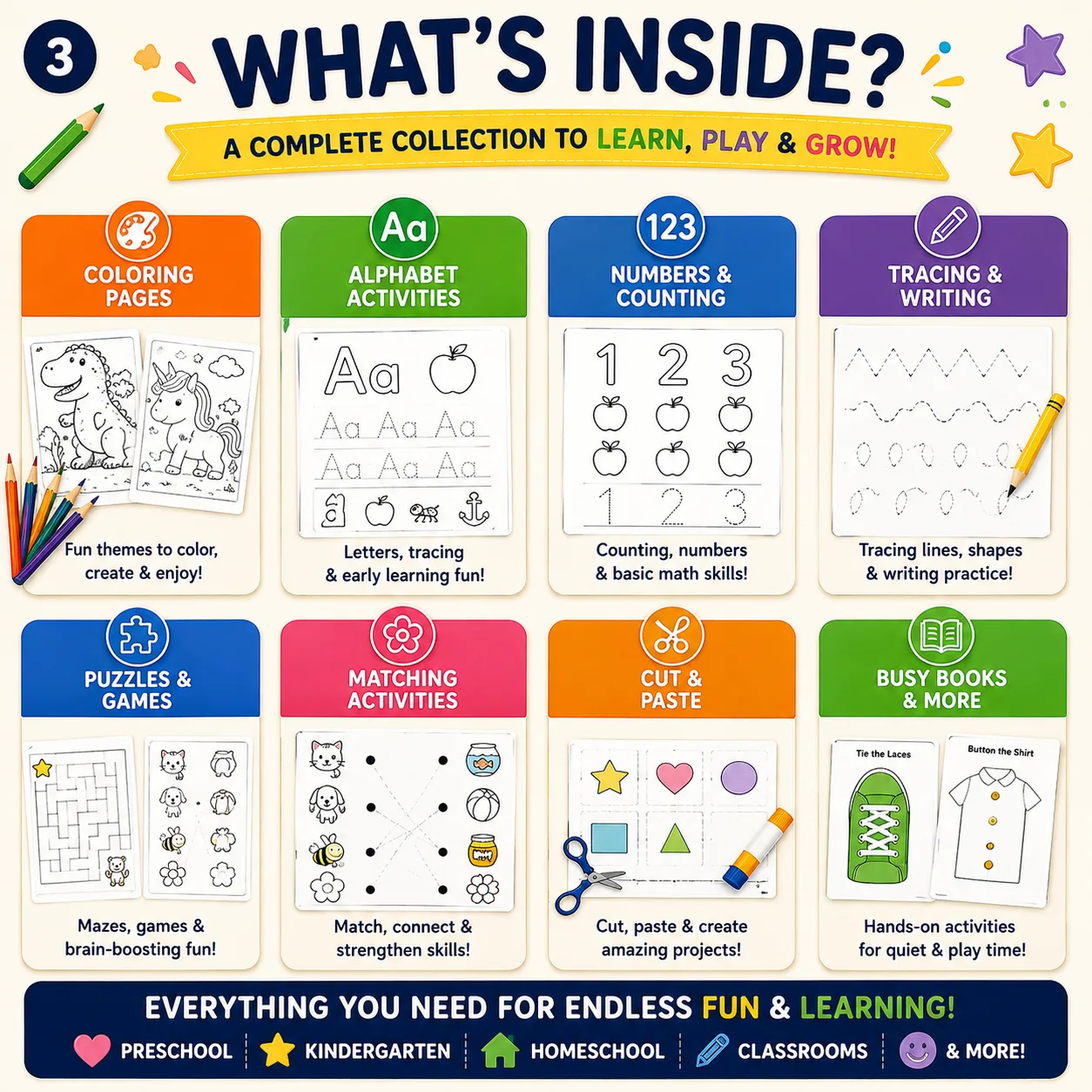 Kids Activity Bundle | Printable Worksheets, Coloring & Learning Activities — view 3 of 10