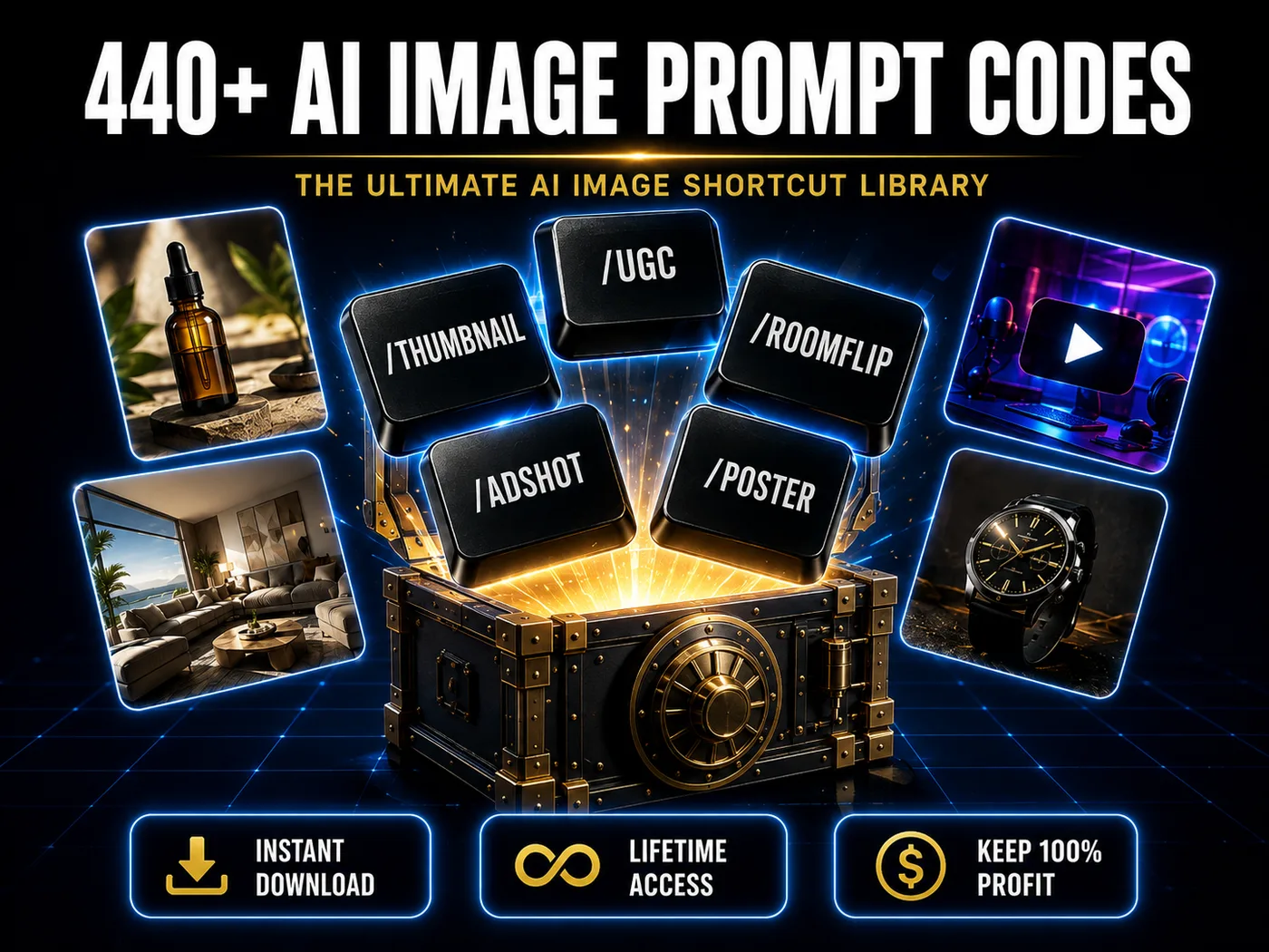 440+ AI Image Prompt Codes for Ecommerce, Social Media, Etsy (Instant Download) — view 3 of 9